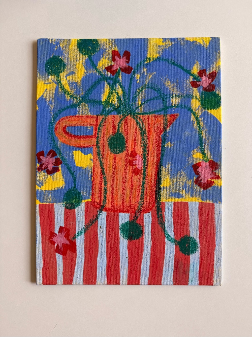 12”x9” Abstract Floral Pitcher Canvas Art - Multicolor